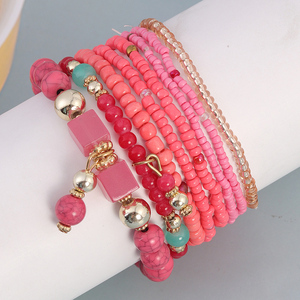 Pulseras bohemias elásticas con Cuentas pequeñas baratas para mujer, conjunto de joyería, pulseras de cuentas de arroz multicapa coloridas, Artesanal 2025 - Product Image 4