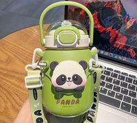 Tasse à eau pour enfants école d'été Pot à boire nouvelle saison Panda paille grande capacité Portable gros ventre tasse d'isolation thermique