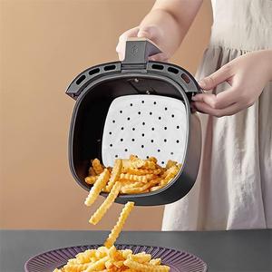 Square Perforated Steamer Paper White Silicone Food Grade Air Fryer Liner For Steaming Baking Cooking 38Gsm - Product Image 2
