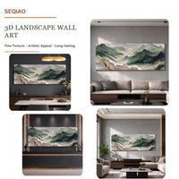 Tableau mural 3D peint à la main, paysage de montagne brumeux, relief texturé, encadré, décoration moderne pour salon, hôtel, bureau, cadeau