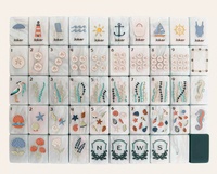 Jeu de Mahjong Américain Personnalisé à Thème Plage et Mer, avec Tuiles en Acrylique Multicouche en Forme de Coquillage, Ancre et Soleil