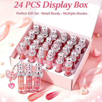 Coffret de 6 gloss à lèvres avec pendentif cœur aile d'ange détachable, hydratant et brillant, maquillage cosmétique pour les lèvres, boîte de présentation de 24 pièces