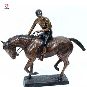 Oeuvre originale faite à la main de sculpture de trophée équestre jockey de <span class=keywords><strong>cheval</strong></span> de course en bronze - Product Image 3