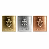 Étiquette autocollante personnalisée en aluminium 3D en relief, imperméable, en polyester, avec adhésif acrylique activé par l'eau, double face, de luxe, pour avertissement