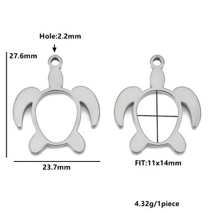 Pendentif tortue en acier inoxydable plaqué or véritable, accessoire de bijouterie DIY pour la création de colliers - Product Image 3