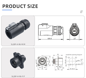 Wasserdichter LP20 RJ45 CAT6 Signal Aviation Connector Stecker Buchse LP-RJ45 <span class=keywords><strong>CAT5</strong></span> Panel Mount Ethernet Datenkabel Socker - Product Image 2