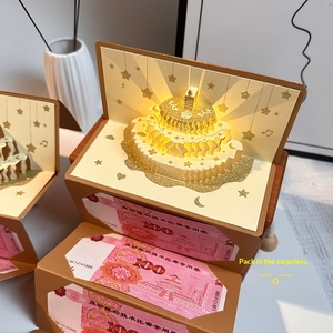 <span class=keywords><strong>Carte</strong></span> de vœux en papier perlé rouge avec musique et éclairage tridimensionnel pour enfants, pour le Nouvel An et les anniversaires - Product Image 5