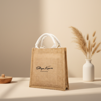 Sac à main en toile de jute personnalisé avec logo imprimé, sac fourre-tout rétro en lin imperméable pour femmes, sac de shopping portable en jute, sac cadeau