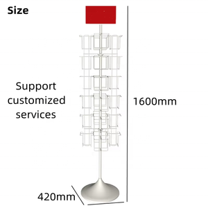 Tùy chỉnh cửa hàng hiển thị giá Vinyl kỷ lục <span class=keywords><strong>CD</strong></span> Tạp Chí màu Sticker truyện tranh kim loại dây xoay đứng cho bưu thiếp tài liệu quảng cáo - Product Image 2