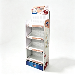Floor Standing Retail Product Display Stand Multi-Tier Pegboard Display <b>Rack</b> For Body Wash Cosmetics With Custom <b>Printed</b> Panel - Product Image 1