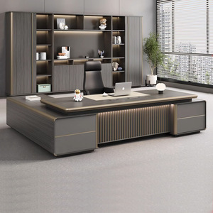 Scrivania Direzionale Moderna in Legno da 2,4M, Scrivania a Scala di Alta Qualità per CEO e Direttori, Convertibile con 2 Cassetti Laterali, Scrivania da Ufficio Leggera - Product Image 1
