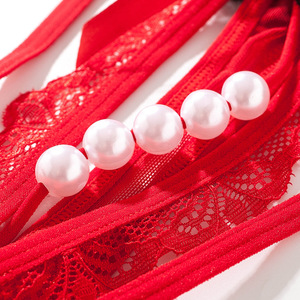 Bragas sexis con cuentas, pantalones <span class=keywords><strong>en</strong></span> forma de T de encaje sexual de Color sólido, ropa interior transparente para mujer, sin rastro Mini calzoncillos, novedad de 0773 - Product Image 4