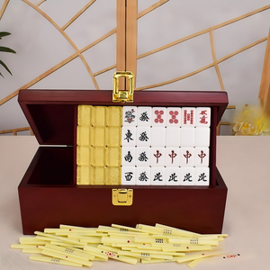 Ensemble complet de carreaux de Mahjong japonais de haute qualité de 26mm avec plateaux à dés Fives rouges et étui de transport rigide - Product Image 2