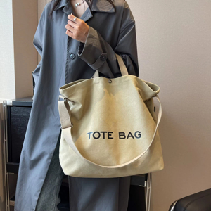 Nueva Bolsa de Mensajero de Lona con Estampado de Letras Personalizado, Estilo Vintage, para Estudiantes, Trabajo, Escuela y Viajes - Product Image 1