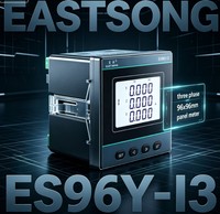 EASTSONG ES96Y-I3 96x96mm Meter Panel Digital Amperemeter AC Tiga Fasa 5A 1A RS485 Half-Duplex Modbus RTU Kelas 0.5 IP65 LED