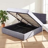 Cadre de lit en tissu rembourré avec boutons Design moderne lit simple double queen king size gaz lift espace de rangement pouf