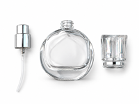 Flacon de parfum rond en verre transparent de 30 ml et 50 ml, flacon atomiseur de parfum vide de luxe avec pompe pulvérisatrice dorée ou argentée, emballage cosmétique