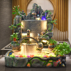 Fontaine d'eau artificielle avec éclairage LED pour intérieur et extérieur, décoration de jardin, élément paysager, bassin à poissons, aquarium, Feng Shui - Product Image 1