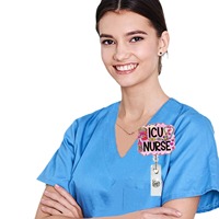 Porte-badge d'infirmière rétractable en acrylique scintillant A-028, vente chaude, avec rotation à 360° °   Clip de ceinture rotatif en forme d'alligator, cadeau de vacances