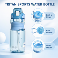 Bouteille d'eau Tritan 750 ml avec double bouchon, paille et infuseur à fruits, verrou de sécurité pour le sport, les voyages et l'extérieur