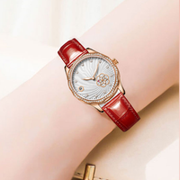 Montre à quartz de luxe pour femme, élégante et raffinée, avec affichage de la date, cadran en verre gravé en spirale, bracelet en cuir
