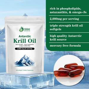 Good Quality Omega 3 EPA DHA Capsules 2000mg Astaxanthin Dietary <b>Supplement</b> Boost Joint Health Krill Oil Softgels GMO Free - Product Image 6