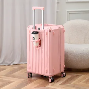 2024 New Designer Large Capacity Valise Smart Travel Trolley Suitcase Luggage With USB Charger And Cup Holder