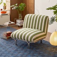 Fauteuil de loisirs sans accoudoirs de style Bauhaus vintage, fauteuil simple en tissu rayé pour petit appartement, salon