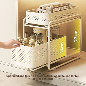 Multifunctional <b>Standing</b> Metal Kitchen Storage Rack Seasoning Rack Pull-Out Basket for <b>Pans</b> Bowls - Product Image 5