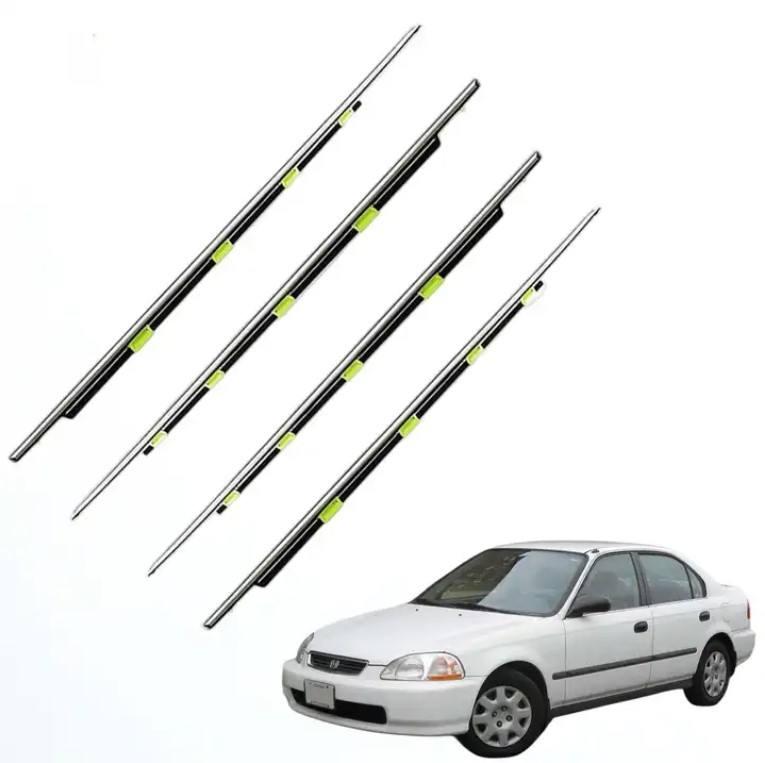 カーウィンドウモールディングトリム 4PCS アウターウィンドウ ゴム製ウェザーストリップ ドアシーリングベルト モールディングトリ 4個/セット 車用 ウェザーストリップ ドア ウィンドウ モールディング トリム シール ベルト ウェザーストリップ ホンダ シビック 4PCS 車 ... カーウィンドウモールディングトリム 4個/セット ウェザーストリップ ウィンドウ モールディング トリム シール ベルト に適合する