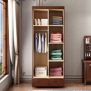 Muebles Rushan, Armario de Madera Maciza de Estilo Chino, Dos Puertas Abatibles, Color Nogal, Gabinete de Almacenamiento que Ahorra Espacio para Espacios Pequeños - Product Image 4