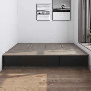 Lit plateforme de rangement multifonctionnel moderne minimaliste en bois massif à levage direct d'usine pour petits appartements, hôtels, usage commercial - Product Image 3