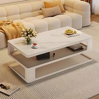 Table Basse Rectangulaire Style Moderne Minimaliste avec Rangement, Nouveau Mobilier de Maison en Verre et Métal pour Maison et Bureau