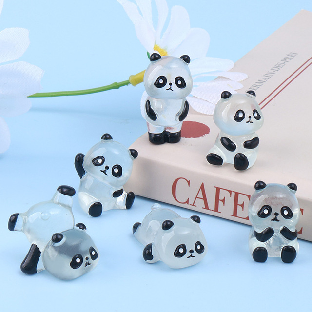 Transparent Little Panda Animal 3d Keychain Pendant Ornament Luminous Car Decoration Accessory Diy Resin Accessories