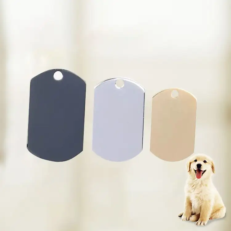Collar de grabado de Metal de acero inoxidable con logotipo personalizado, etiqueta para perro, nombre, identificación, mascota, militar, ejército, en blanco
