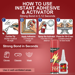 Juego de Adhesivo Cianoacrilato Transparente, Superpegamento con Acelerador en Aerosol, Pegamento CA con Activador para MDF, Molduras y Plumas de Arquería - Product Image 3