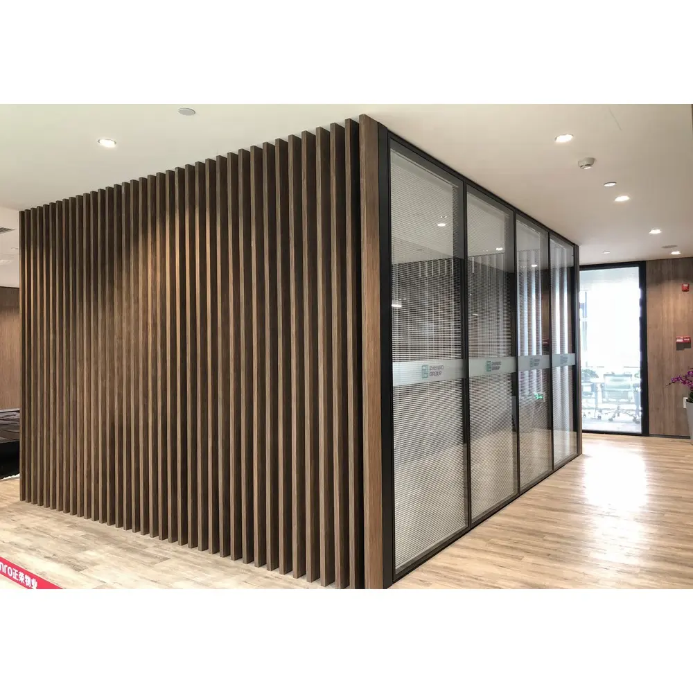 FlexSpace 2024 New Double Glass Partition Wall Room Divider Partition Screen Stainless Steel Glass Office Partition