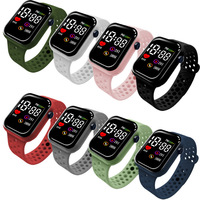 Nouvelle montre numérique sportive en gros, design unique, bracelet LED, bouton carré en forme de cœur, unisexe pour étudiants