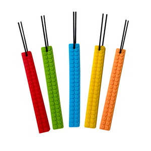 Wholesale Brick Strip Sensory Silicone Teether Baby Teething Toys Chewable Necklace BPA Free Customized Color Europe America - Product Image 2