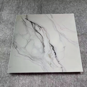 Baldosa de Porcelana Blanca de Alto Brillo con Diseño de Mármol, 60x60 80x80, Totalmente Esmaltada, Vetas de Piedra Natural, Diseño Moderno <span class=keywords><strong>para</strong></span> <span class=keywords><strong>Baño</strong></span>, Comedor/Sala de Estar - Product Image 2