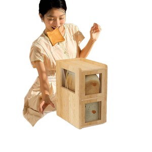 Boîte à pain en bois Shunjia à 2 niveaux avec panneau en verre pour la cuisine et la boulangerie - Product Image 1