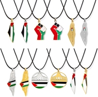Vente directe d'usine argent or polonais multi-forme en acier inoxydable carte de la Palestine collier fin pour fille