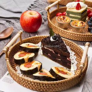 Piring Makan Rotan Anyaman Bulat dengan Pegangan Kayu Keranjang Rotan untuk Penggunaan di Dapur, Ruang Tamu, Kamar Mandi, atau Lemari - Product Image 6