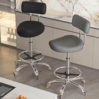 Tabouret de bar universel à roulettes pour cuisine et salle à manger, chaise pivotante surélevée en cuir pour caissier, coiffeur et esthéticienne