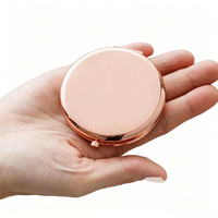 Personalized Cosmetic Pocket Mirror Rose Gold Dual Sided Magnifying Foldable Compact with Logo