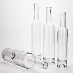 VISTA Hot Sale Glass Bottle 700ml 750ml 1000ml Clear Round Beverage Bottle for Liquor Juice Wine Vodka with Cork