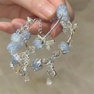 Bracelet tendance pour femmes, perles en verre, perles en pierre, bracelet coloré avec des breloques papillon en cristal bleu, bracelet pour filles, bracelet pour femmes, cadeaux - Product Image 4