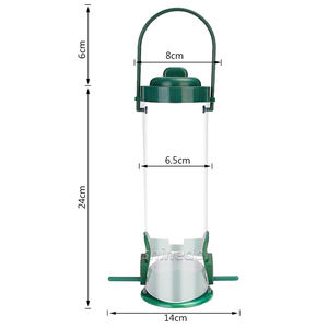 Mangeoire à oiseaux <span class=keywords><strong>multi</strong></span>-perforée suspendue pour l'extérieur Distributeur de nourriture pour oiseaux avec couvercle côté transparent Mangeoire à oiseaux sauvage portable pour le jardin - Product Image 2