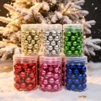 48 pièces/pot Boules de Noël miniatures 1,5 cm, boules brillantes électro-plaquées, décorations en plastique pour arbre de Noël