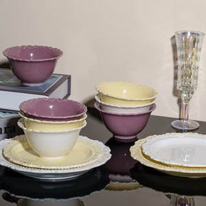 Ins Relief <b>Ceramic</b> Tableware Set Retro Style Dinner <b>Plate</b> Western Style Dinner <b>Plate</b> Palace Style Cream Color <b>Ceramic</b> <b>Plate</b> - Product Image 4